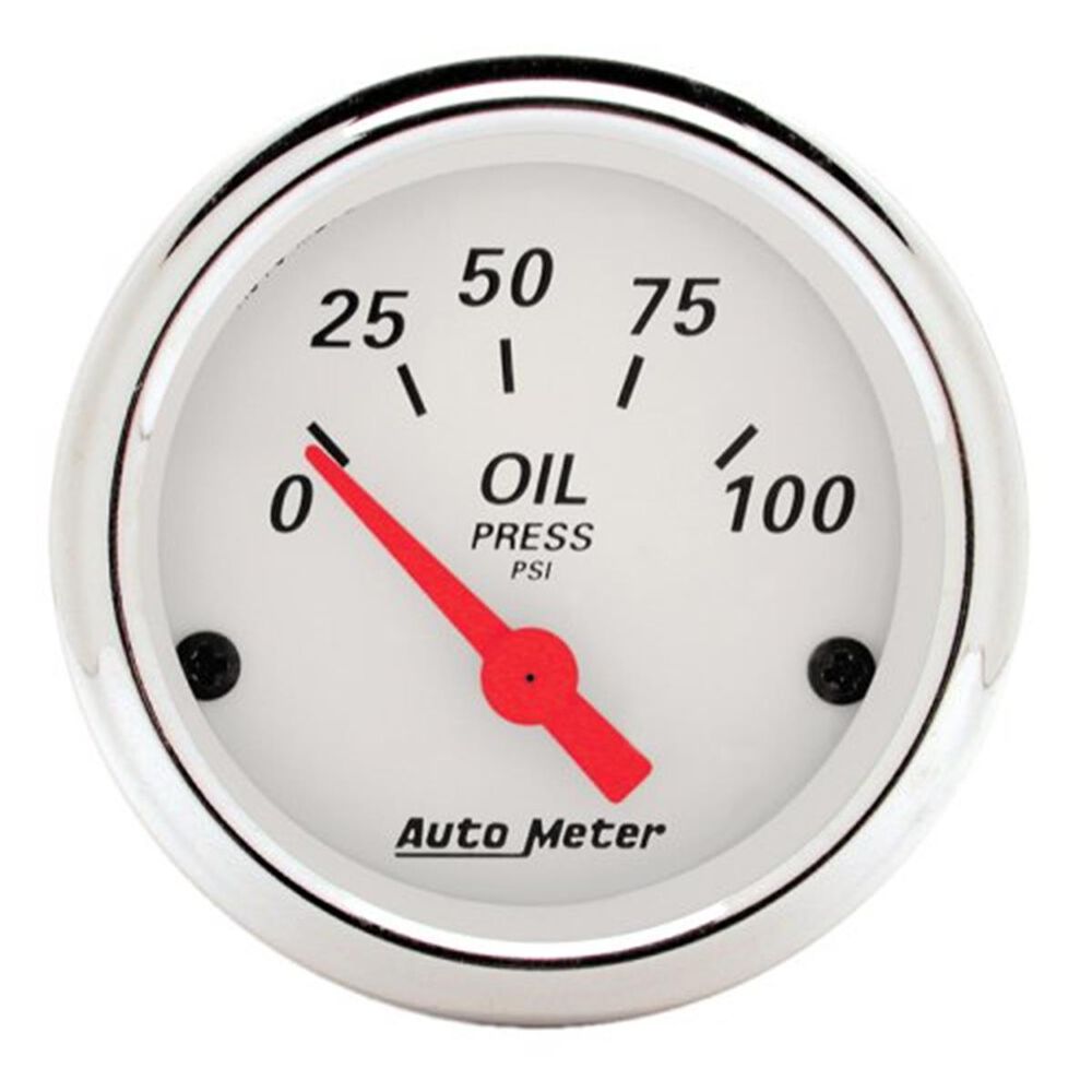 Autometer Arctic White Oil Pressure Gauge Electric 0 100 PSI, 2 1/
