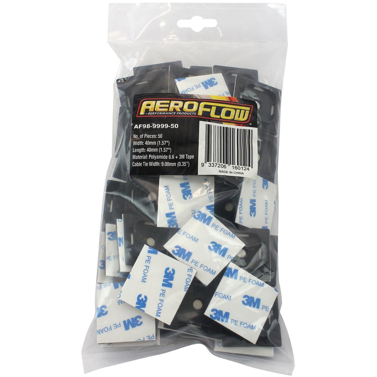 CABLE TIE MOUNTS 40MM X 40MM NYLON 3M PAD MOUNT BLACK, , scaau_hi-res