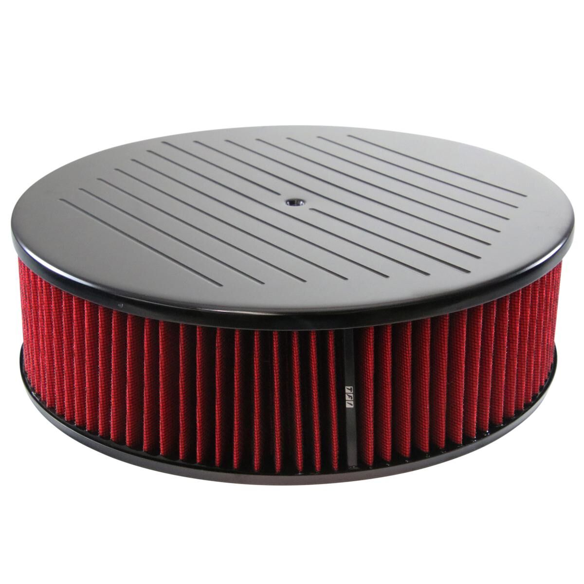 Air Cleaner 14 x 4 Round Black Ball Milled Aluminium Red Element, , scaau_hi-res