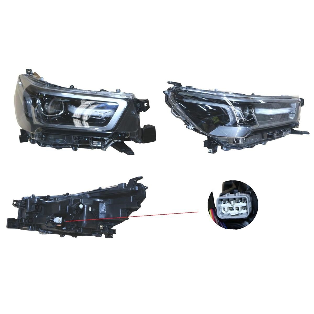 HILUX (2WD/4WD) 5/20- HEADLIGHT (DARK GREY SOURROUND) (LED) (+AUTO LEVELLING MOTOR) (ROGUE,RUGGED-X,SR5, SR5 HI-RIDER ,GR SPORT) (R), , scaau_hi-res