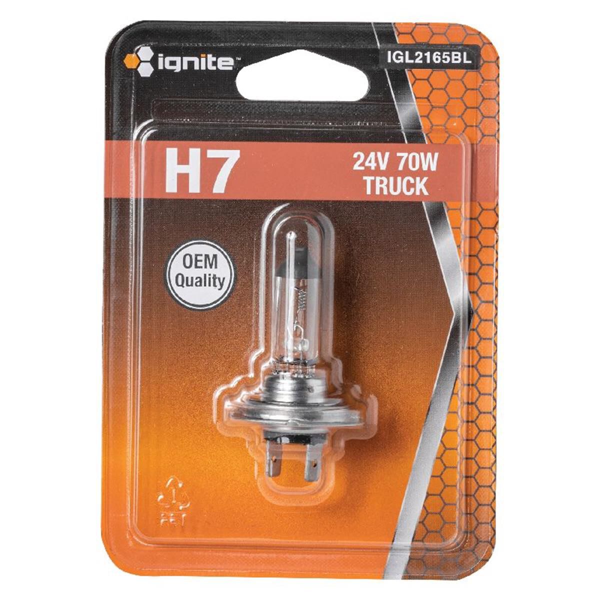 PKT 1 H7 HALOGEN GLOBE 24V 70WPX26d BASE BLISTER, , scaau_hi-res