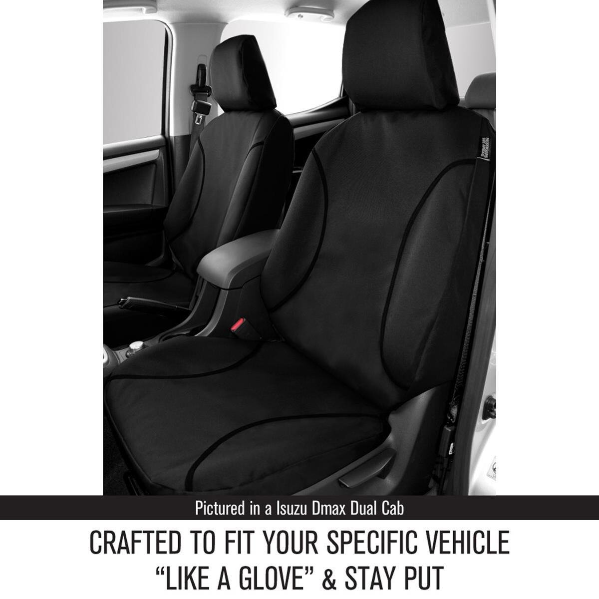 TRADIES CANVAS READY MADE SEAT COVERS - FRONT, BLACK, SUITS FORD RANGER, EVEREST, , scaau_hi-res