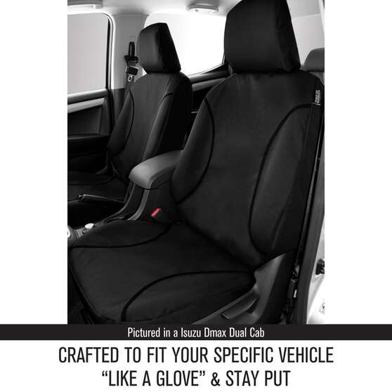 TRADIES CANVAS READY MADE SEAT COVERS - FRONT, BLACK, SUITS FORD RANGER, EVEREST, , scaau_hi-res