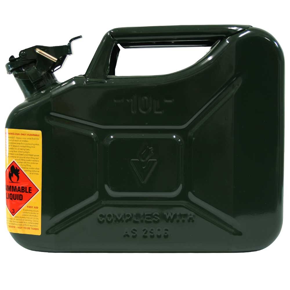 METAL JERRY CAN 10L 2 STROKE 25 1 BOTTLE GREEN CARTON QTY 4, , scaau_hi-res