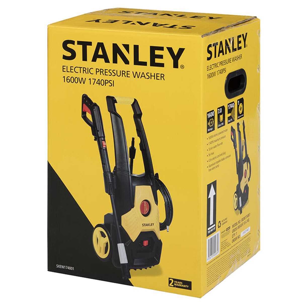 Stanley 1600w 1740 psi best sale electric pressure washer
