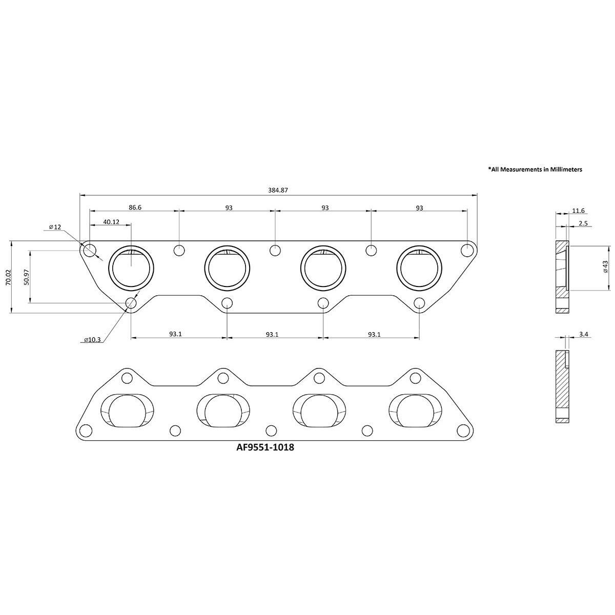 MITSUBISHI EVO HEADER FLANGE ONLY - CNC MACHINED 43MM PORT, , scaau_hi-res