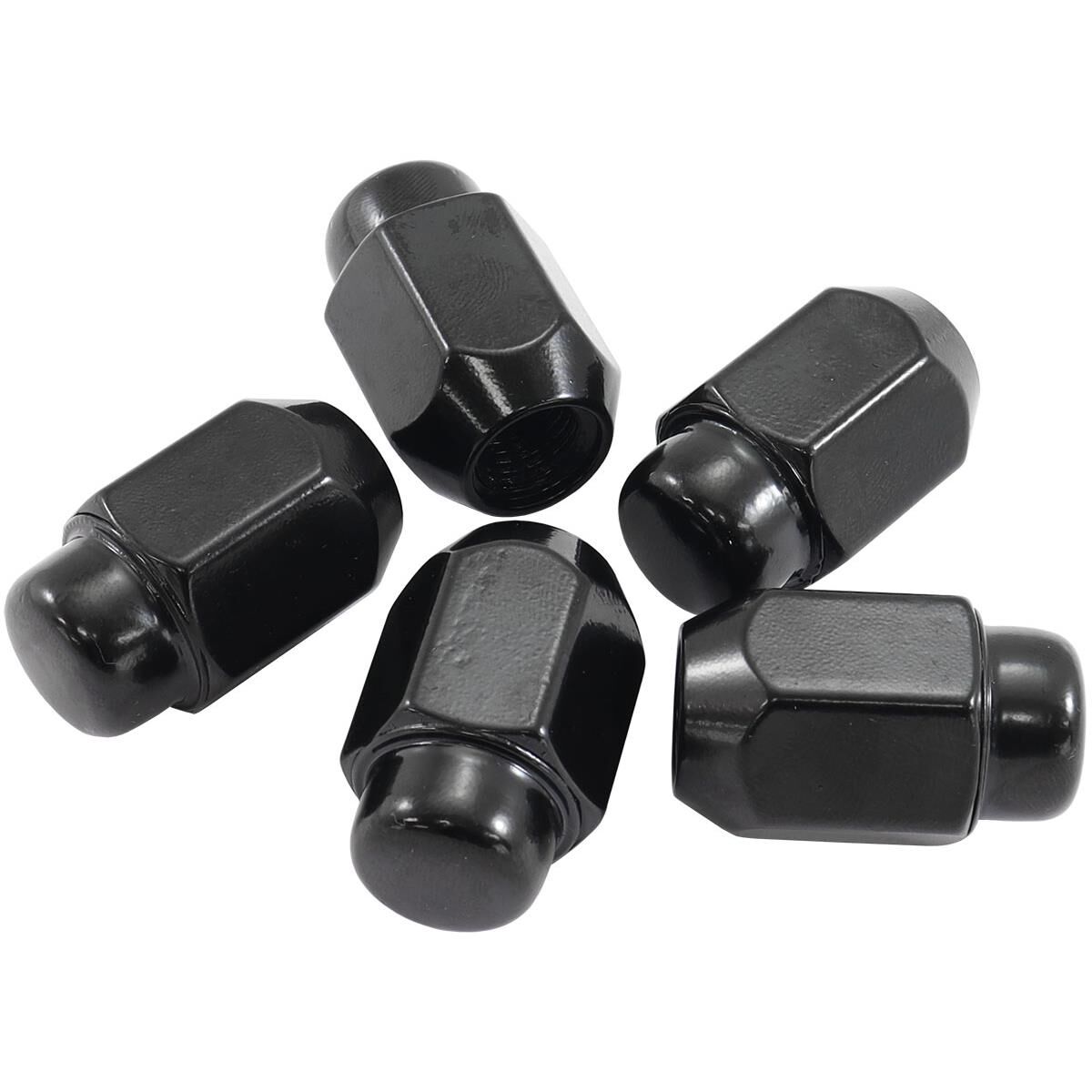 M12 X 1.50MM ACORN MEDIUM CLOSED WHEEL NUTS BLACK (5), , scaau_hi-res