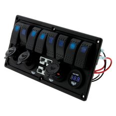 8 WAY SWITCH PANEL WITH 50A PLUGS ACC POWER SOCKETS & USB VOLTMETER, , scaau_hi-res