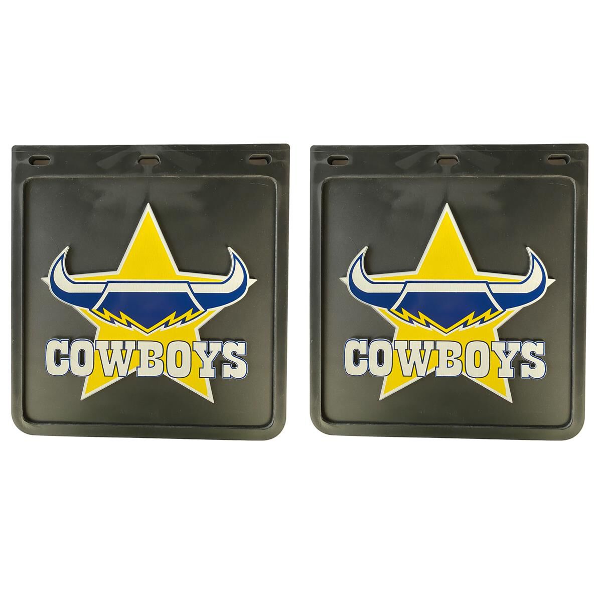 250MM DROP X 230MM WIDTH BLACK MONO MUDFLAP  - COWBOYS, , scaau_hi-res
