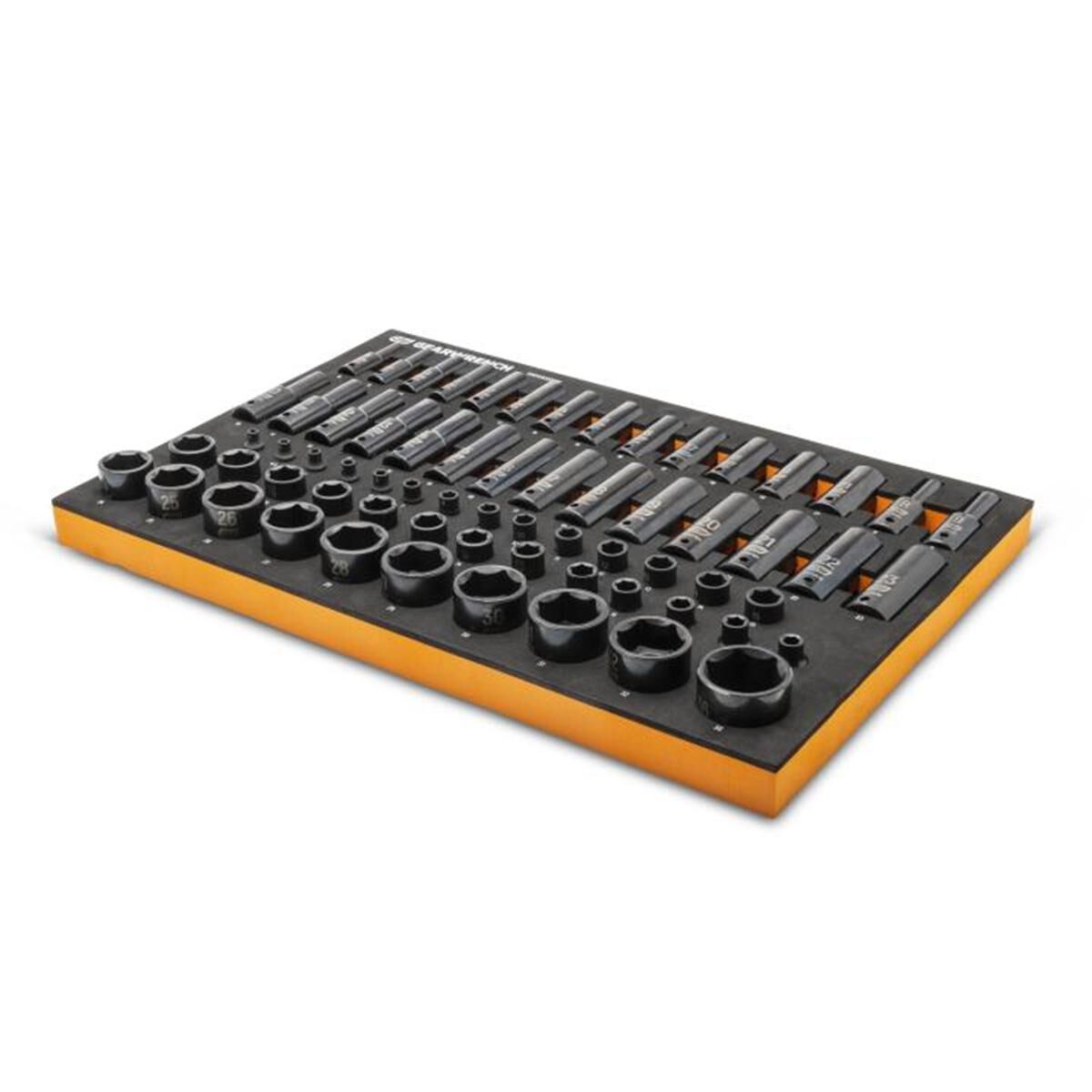 66 PIECE 1/4&rdquo;, 3/8&rdquo;, 1/2&rdquo; DRIVE 6 POINT METRIC IMPACT SOCKET SET IN FOAM STORAGE TRAY, , scaau_hi-res