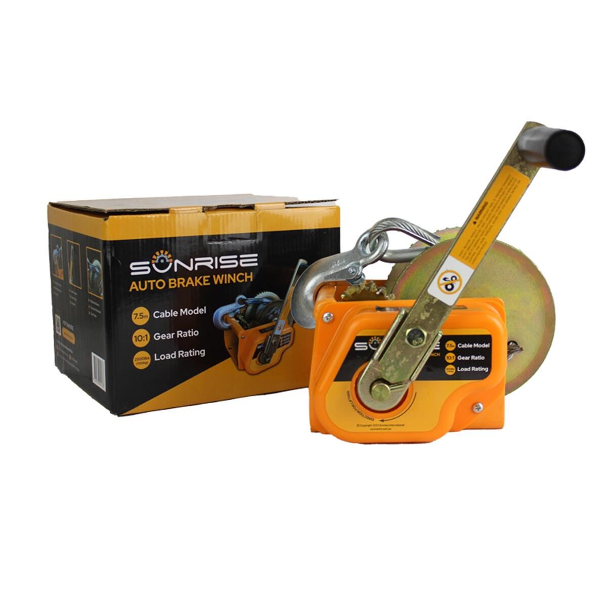Sunrise Auto Brake Boat Trailer Winch 2500lbs (1130kg) 7.5m Cable, , scaau_hi-res