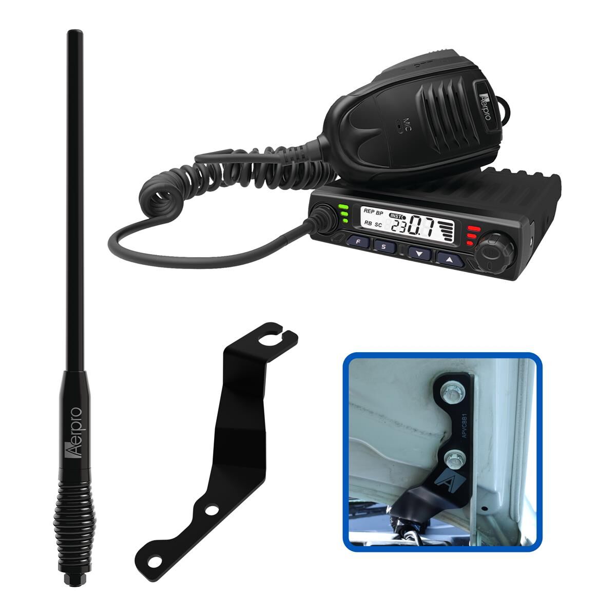 COMPACT 5W UHF CB KIT TO SUIT ISUZU D-MAX 2012-2020 & MU-X 2013-2021, , scaau_hi-res