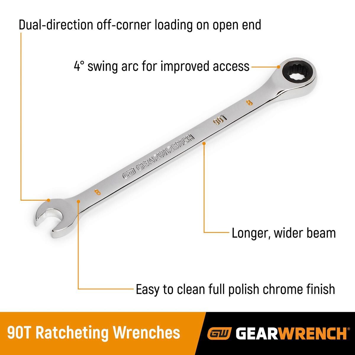 10 PIECE 90-TOOTH 12 POINT SAE COMBINATION RATCHETING WRENCH SET, , scaau_hi-res