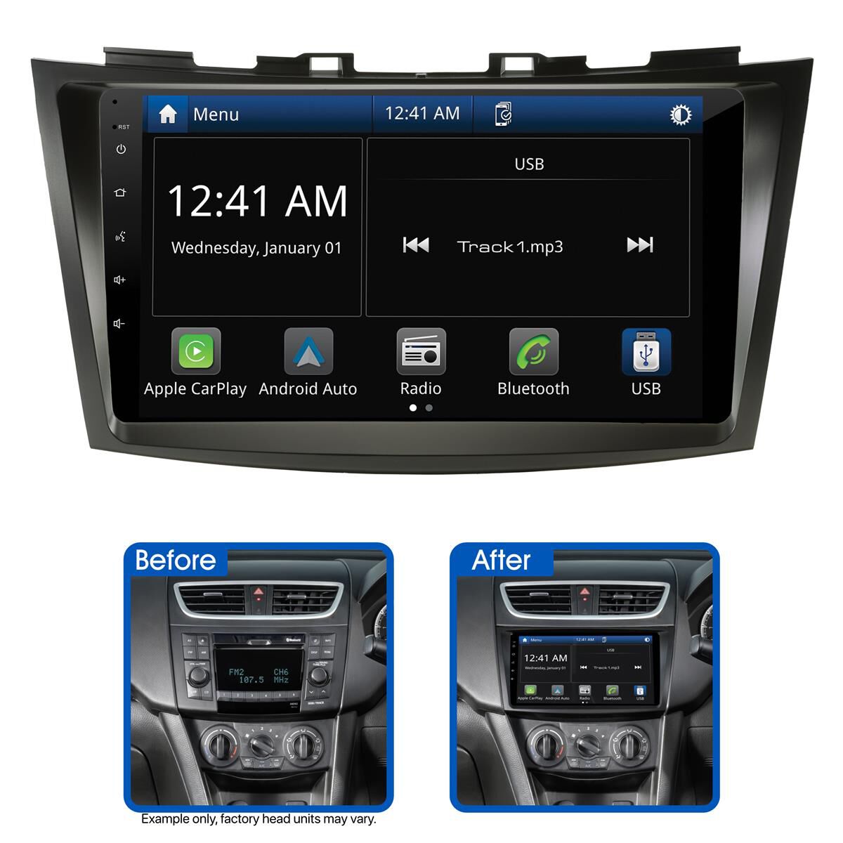 9" MULTIMEDIA RECEIVER TO SUIT SUZUKI SWIFT (2011-2017) - WITHOUT PHONE BUTTONS, , scaau_hi-res