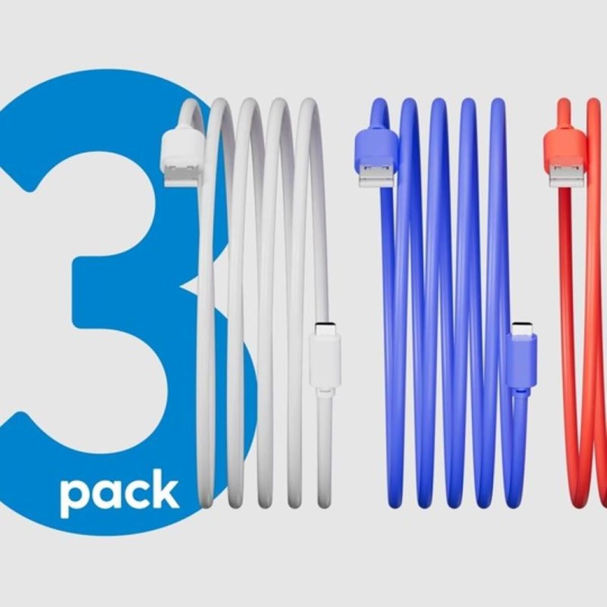 LASER MULTICOLOR MICRO USB TO USB CABLE &ndash; 3 PACK, 2M, FAST CHARGE & DATA TRANSFER, , scaau_hi-res