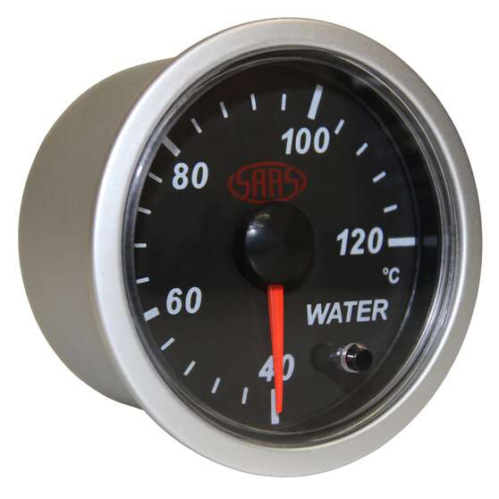 SAAS WATER TEMP GAUGE 40DEG-120DEG 52MM BLACK STREET SERIES, , scaau_hi-res