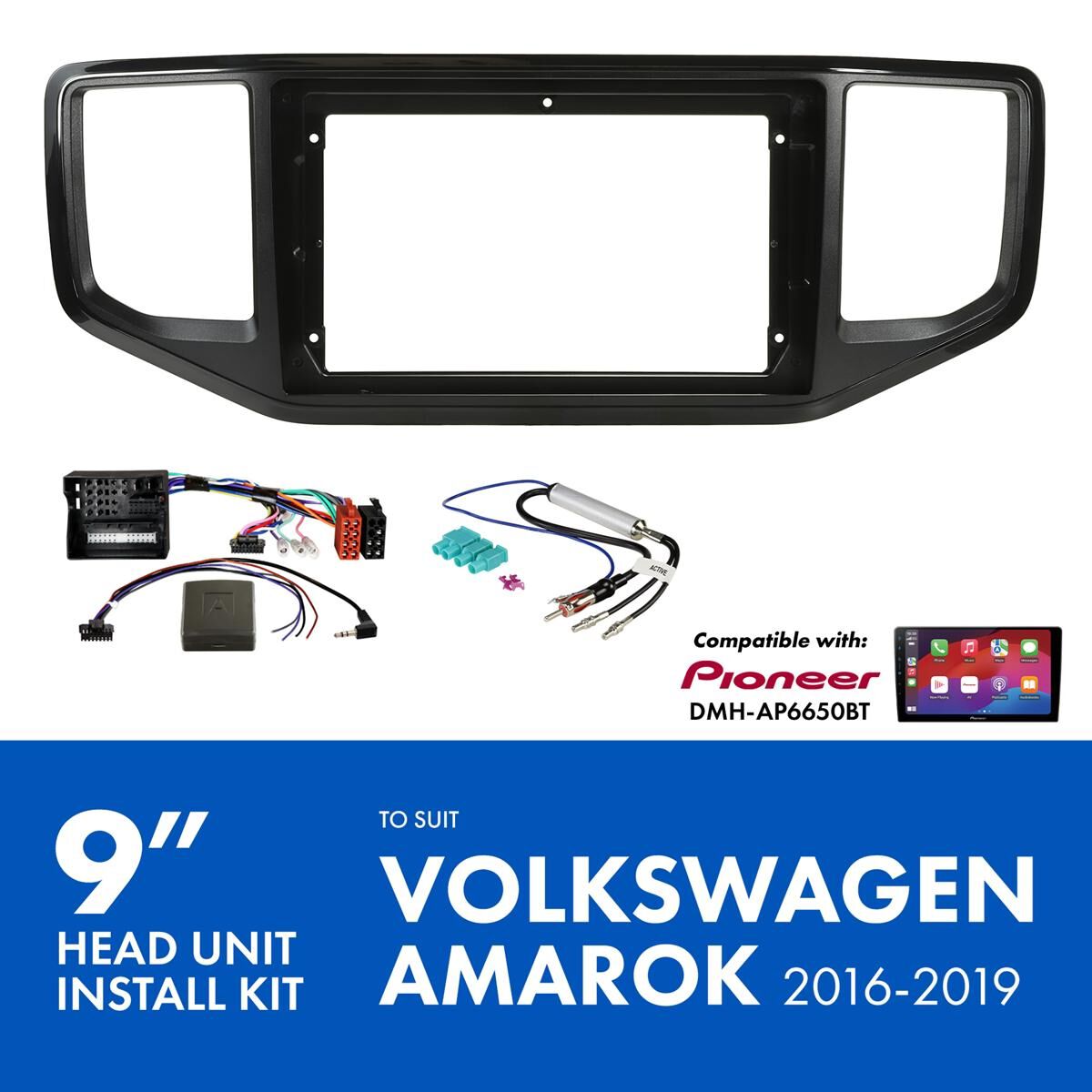 9" HEAD UNIT INSTALL KIT TO SUIT VOLKSWAGEN AMAROK 2016-2019, , scaau_hi-res
