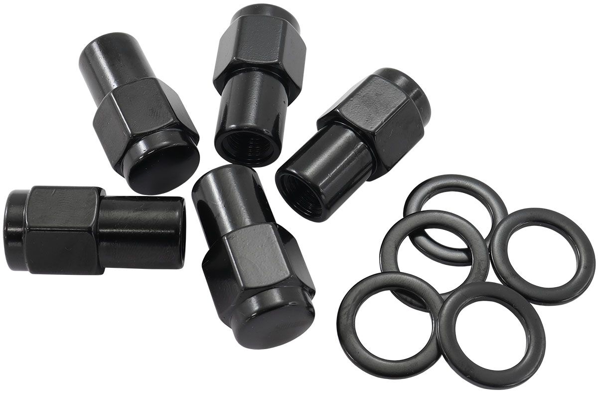 7/16"-20 .750" SHANK CLOSED WHEEL NUTS BLACK (5 PACK), , scaau_hi-res