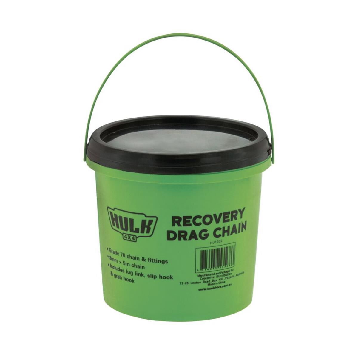 DRAG CHAIN 8mm x 5m 8000kg MATERIAL G70 20Mn2 W/3 HOOKS  STORED IN BUCKET, , scaau_hi-res