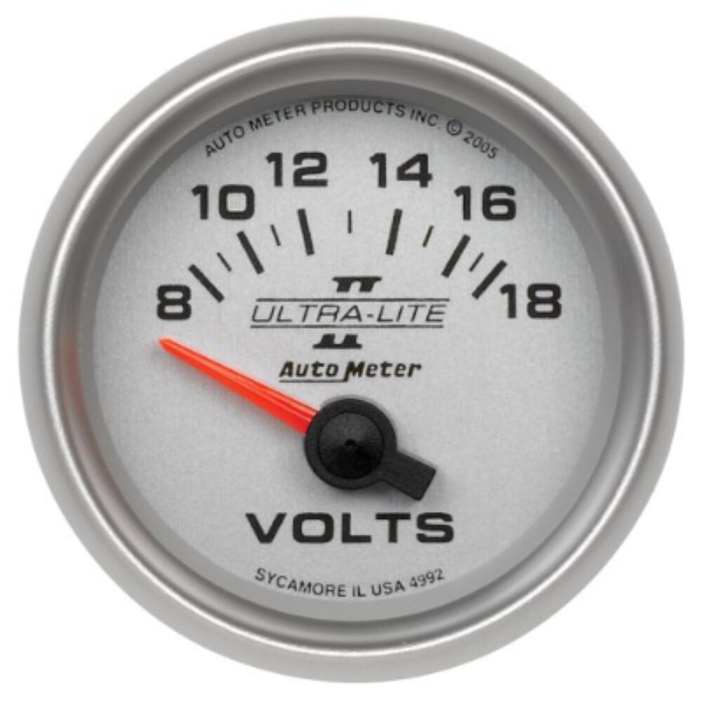 Autometer UltraLite II Voltmeter Short Sweep 2 1/16 Inch, 8 18V