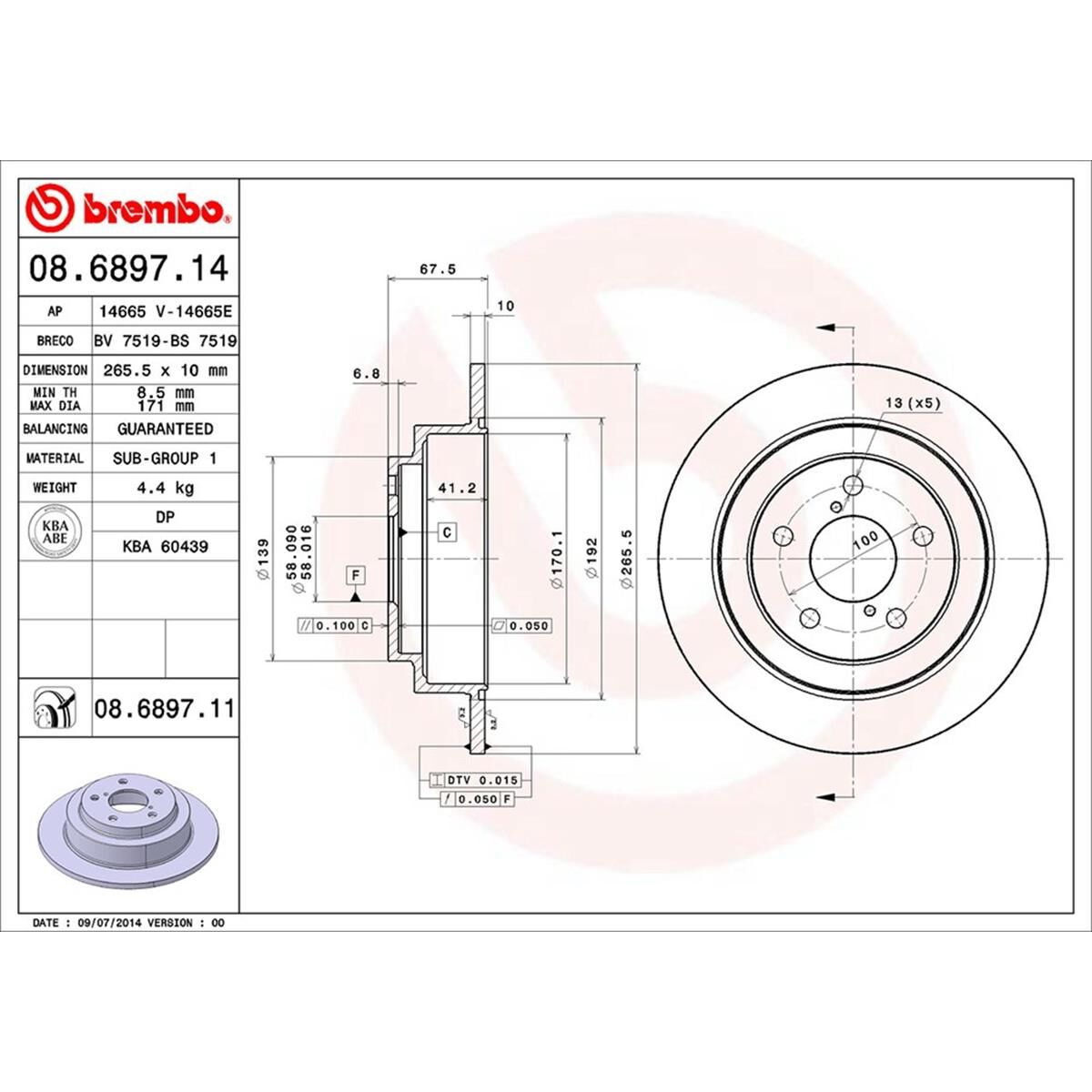 BREMBO DISC ROTOR, , scaau_hi-res