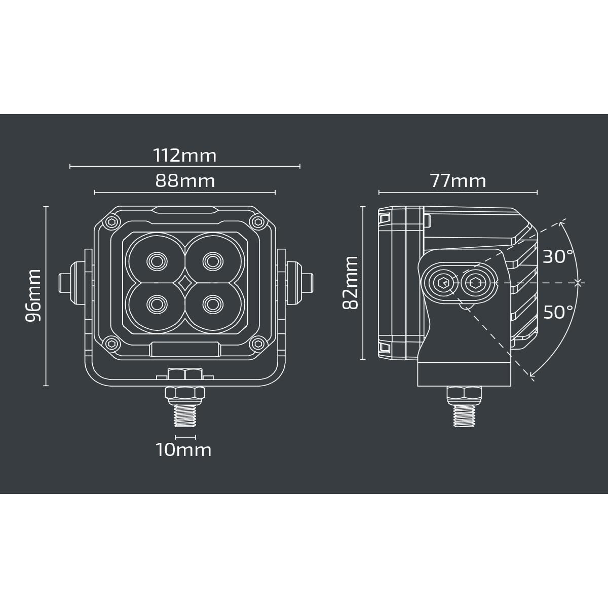 WORK LAMP NOXSOLIS LED 3.5" SPOT BEAM 3,400 LUMEN 12-24V, , scaau_hi-res