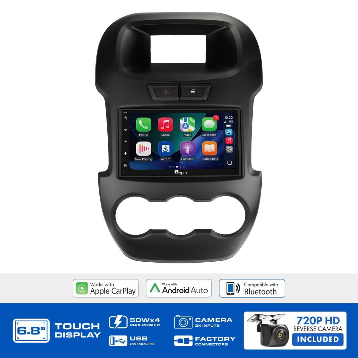AERPRO 6.8" MULTIMEDIA RECEIVER HEAD UNIT KIT TO SUIT FORD RANGER PX &ndash; AX8083KC, , scaau_hi-res