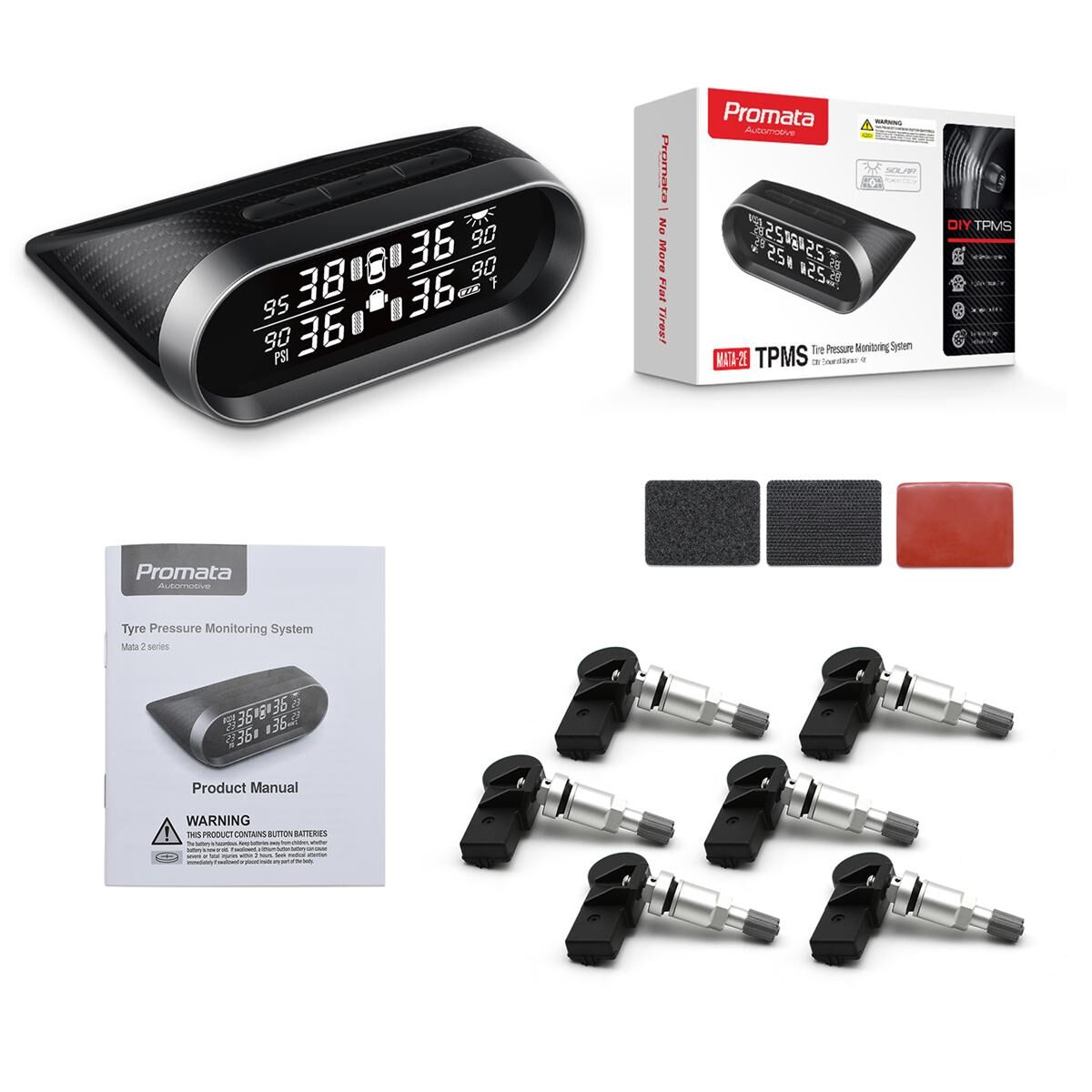 Promata Mata 2 EZsync Wireless Pairing Tyre Pressure Monitor - 6 Internal Sensors 10 Meters 10 Meters, , scaau_hi-res