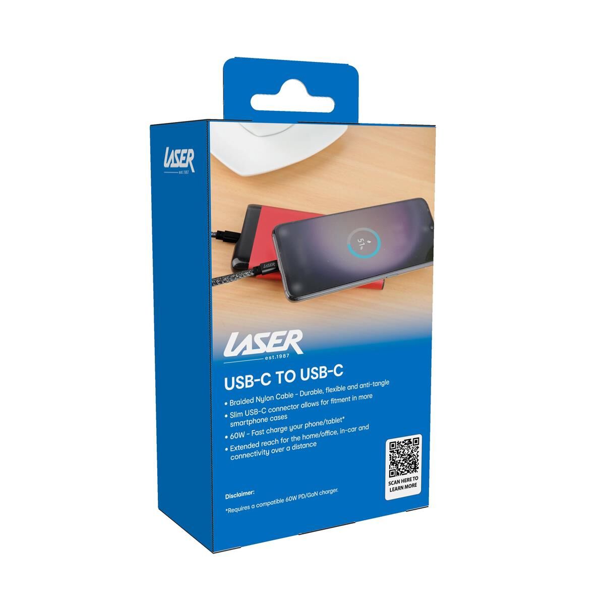 LASER USB-C TO USB-C 60W CABLE BLACK/SILVER 2 PACK 2M | FAST CHARGE & DURABLE, , scaau_hi-res