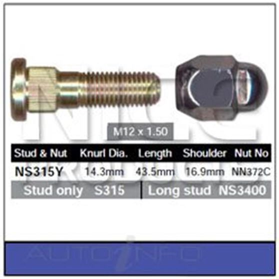 Nice Wheel Stud And Nut Set NS315Y Supercheap Auto