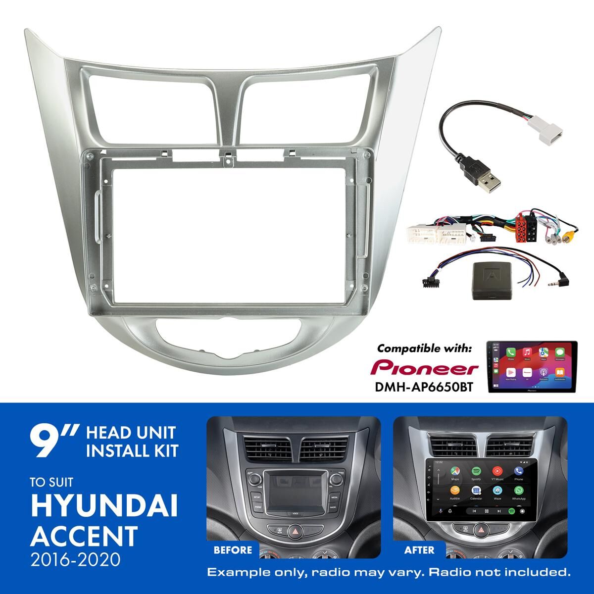 9" HEAD UNIT INSTALL KIT TO SUIT HYUNDAI ACCENT 2016-2020, , scaau_hi-res