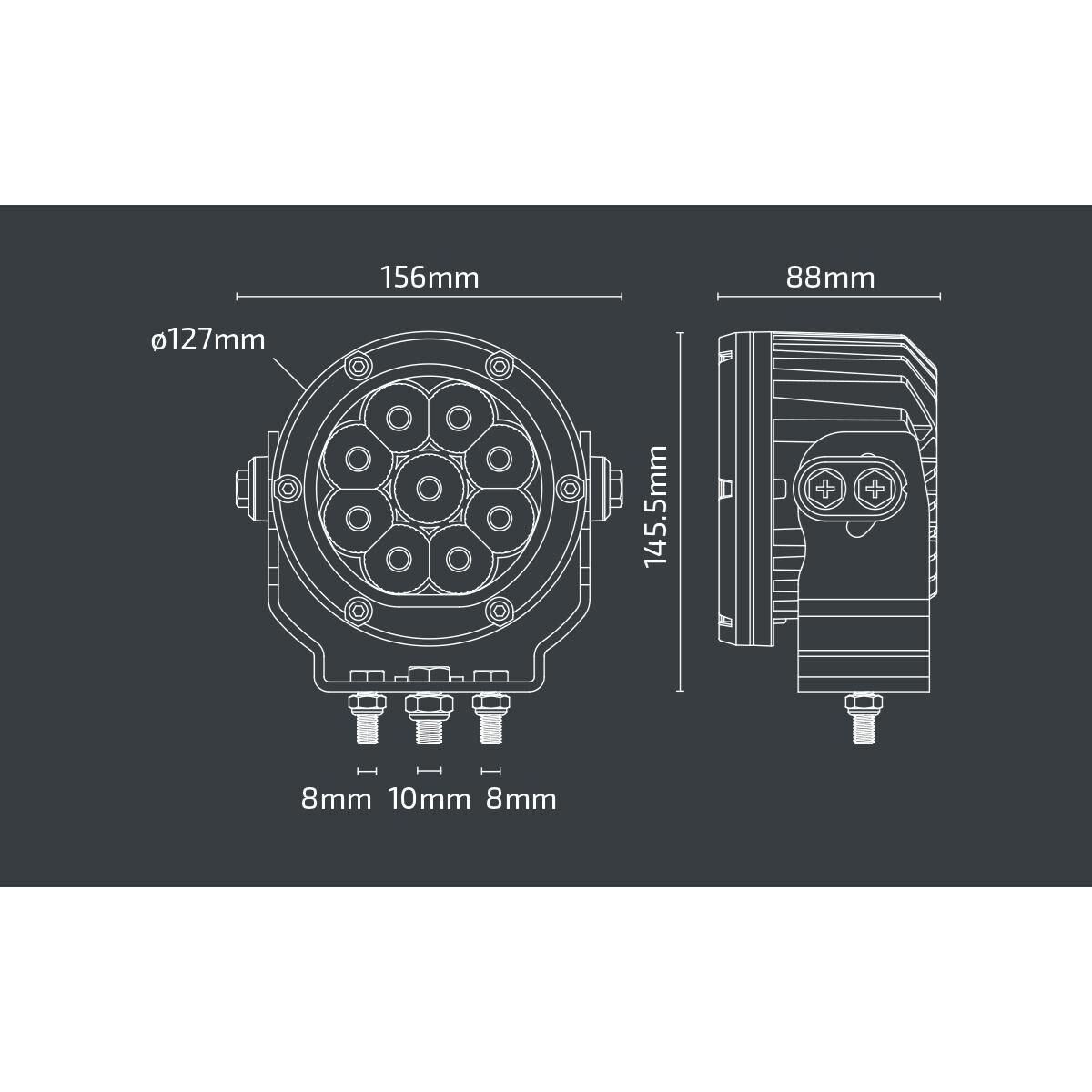 WORK LAMP NOXSOLIS LED 5" ROUND FLOOD BEAM 7,200 LUMEN 12-24V, , scaau_hi-res