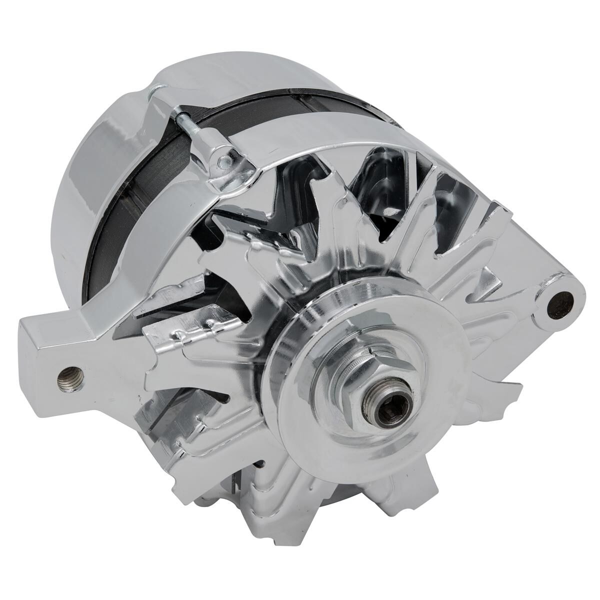Alternator Chrome Ford 1965-89 V6 & V8 Single Groove 100 amp External Regulator, , scaau_hi-res