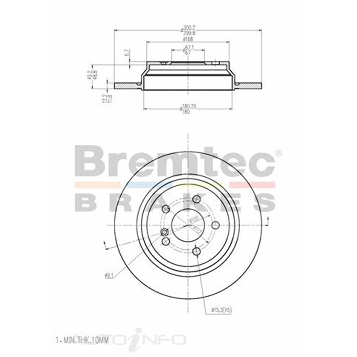 Bremtec Euro-Line Brake Rotor - Single, BDR21530EL | Supercheap Auto