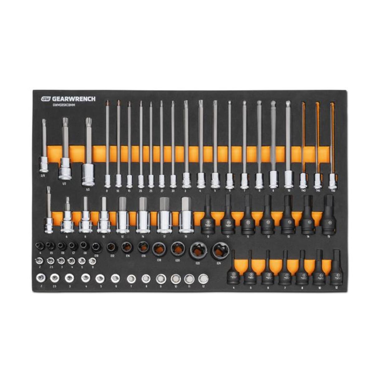 74 PIECE 1/4&rdquo;, 3/8&rdquo; & 1/2&rdquo; DRIVE METRIC BIT SOCKET SET IN FOAM STORAGE TRAY, , scaau_hi-res