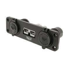 TRIPLE FLUSH MOUNT HOUSING 50amp ANDERSON STYLE PLUG & ACC,USB & BLU LED, , scaau_hi-res