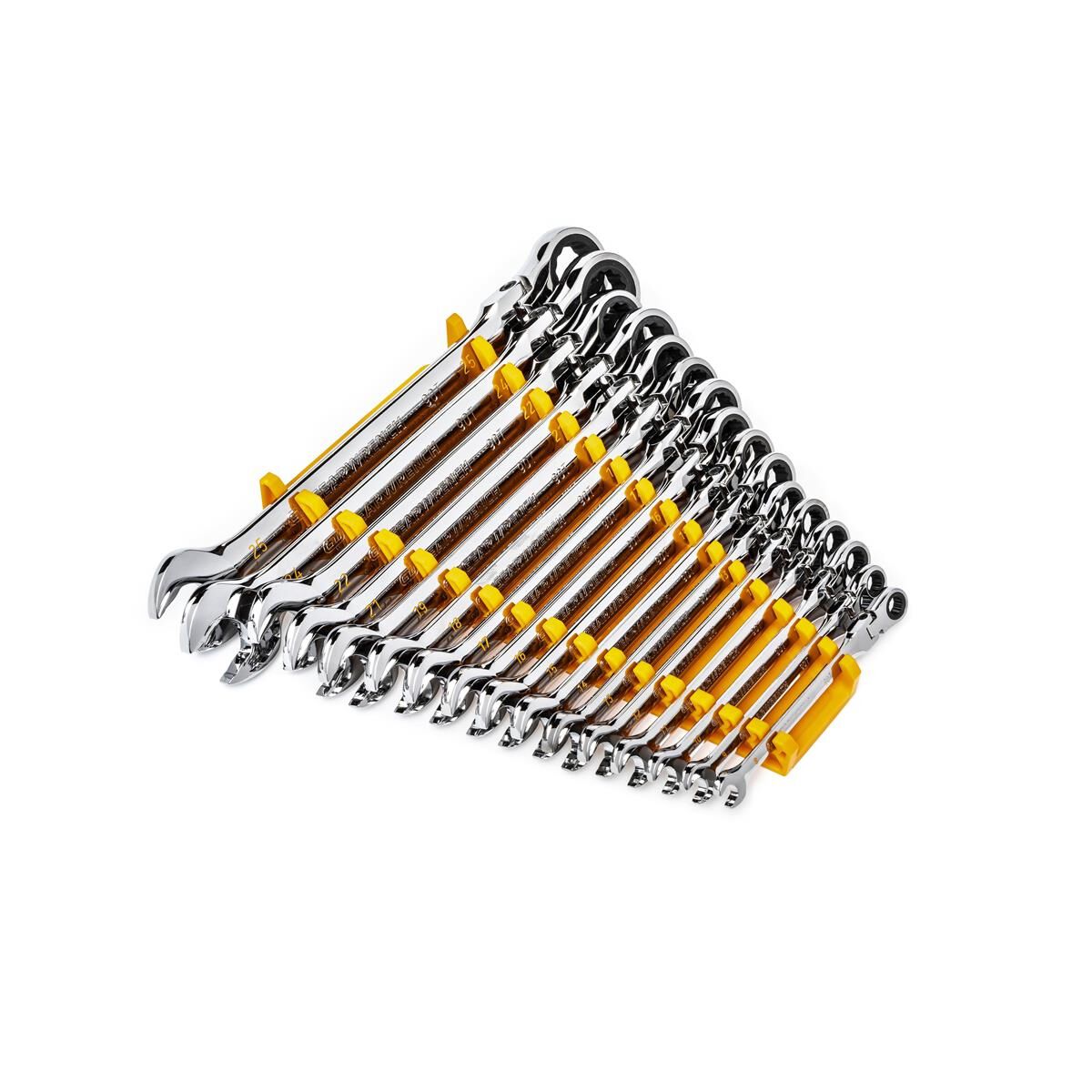 16 PIECE 90-TOOTH 12 POINT FLEX HEAD RATCHETING COMBINATION METRIC WRENCH SET, , scaau_hi-res