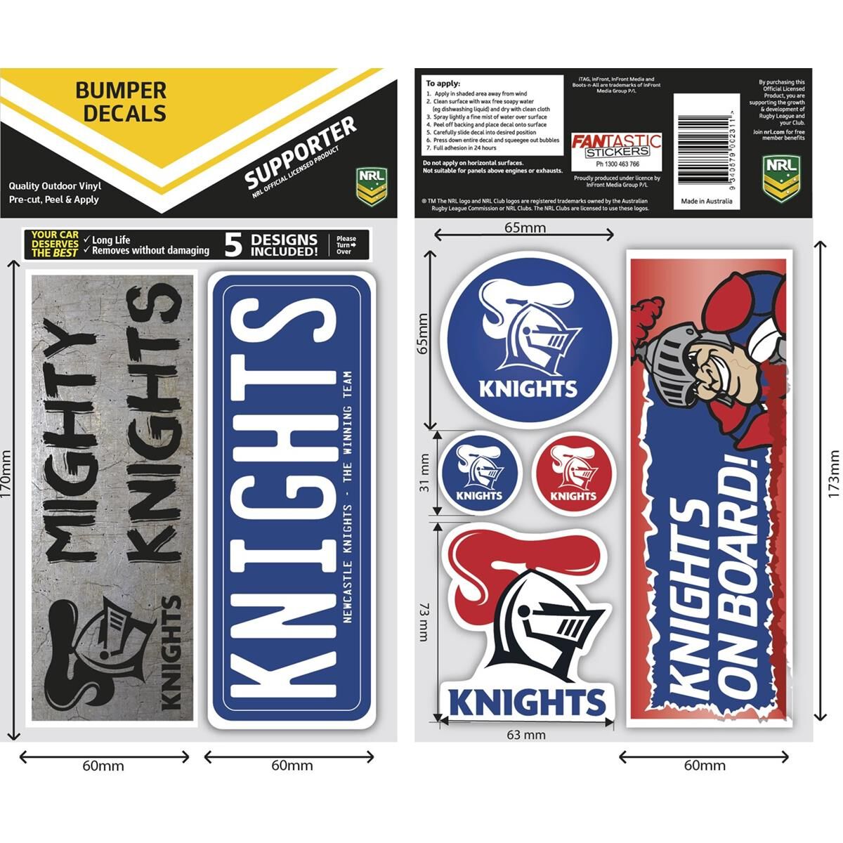 KNIGHTS ITAG BUMPER DECALS - SET OF 5, , scaau_hi-res