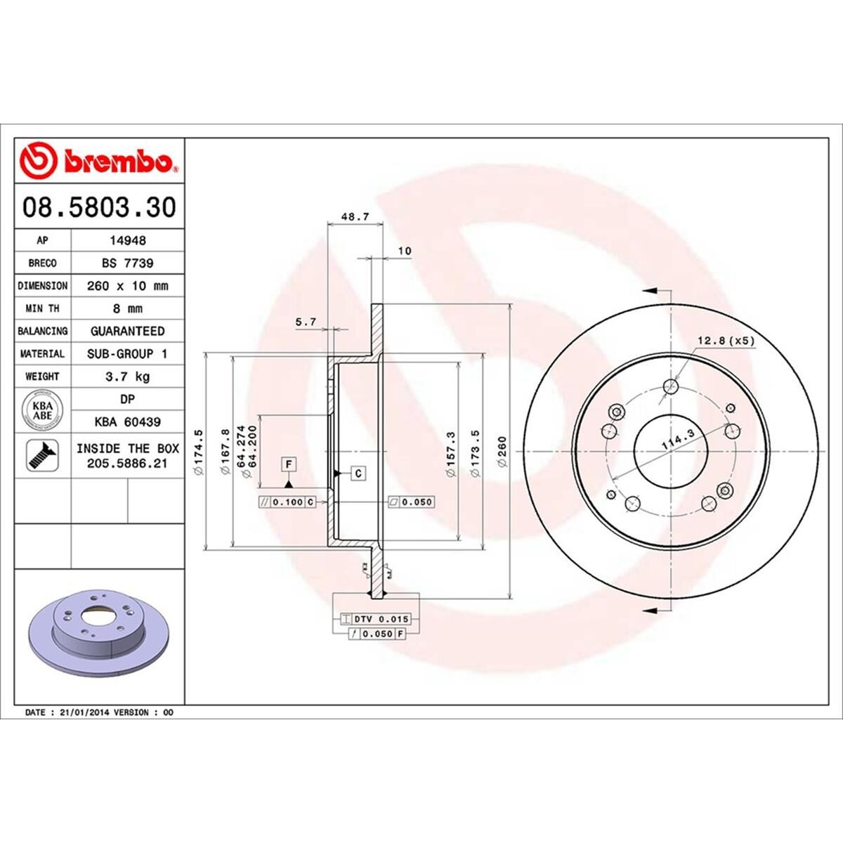 BREMBO DISC ROTOR, , scaau_hi-res