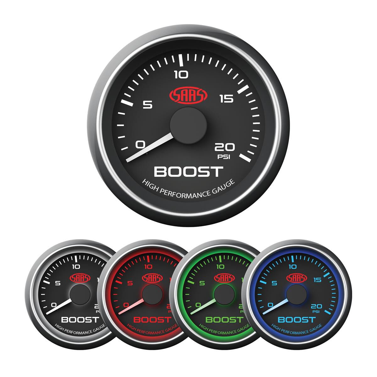 BOOST GAUGE DIESEL 0-20 PSI 52MM BLACK, , scaau_hi-res