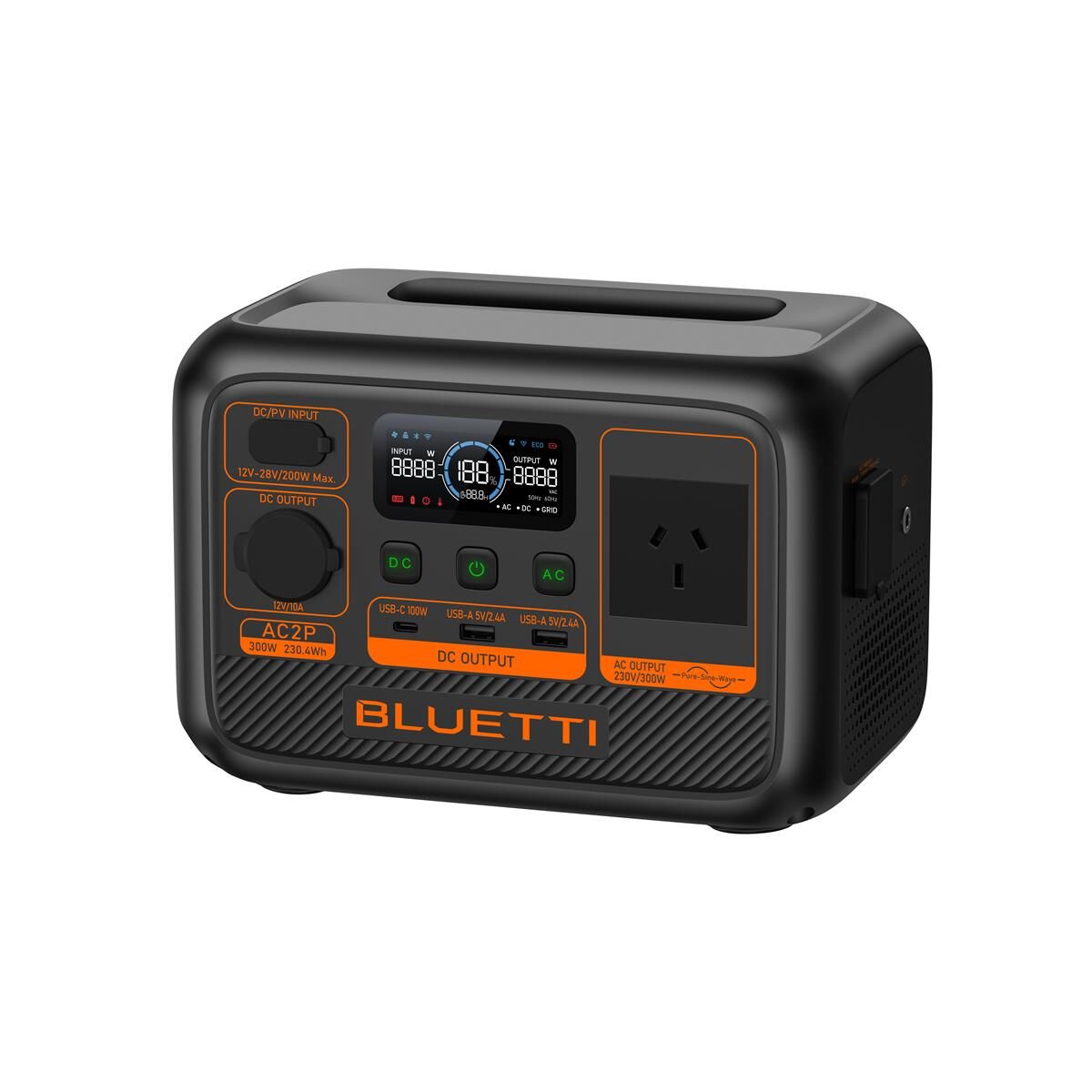 BLUETTI AC2P PORTABLE POWER STATION 300W 230WH, , scaau_hi-res