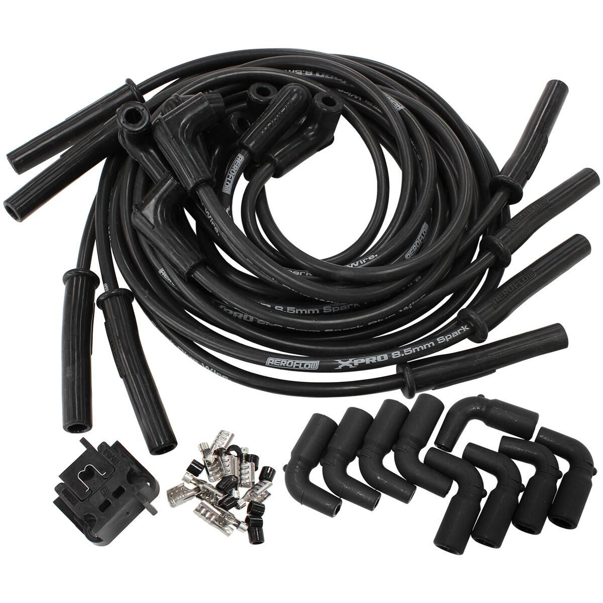 UNIVERSAL BLACK SPARK PLUG LEADS LS1 LS2 LS3 90 DEGREE GM AEROFLOW - AF 4030-32139, , scaau_hi-res