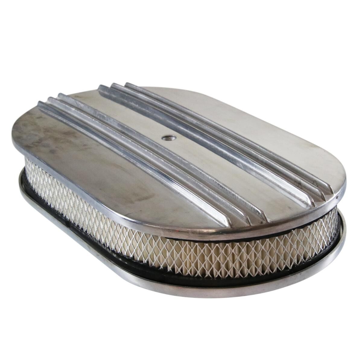Air Cleaner 15 x 2 Oval Polished Aluminium Finned Paper Element, , scaau_hi-res