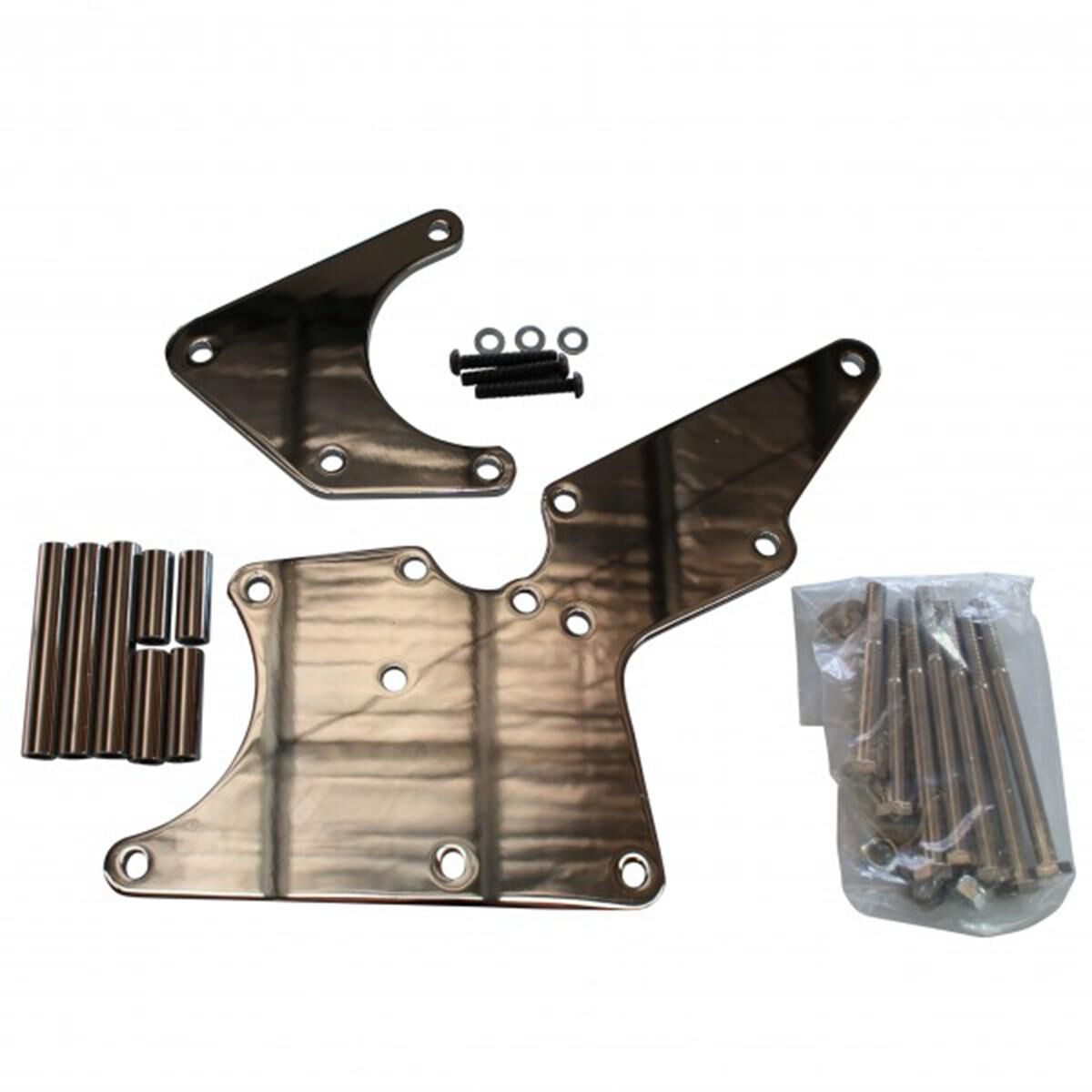 LS Alternator Type 2 Style Power Steering Relocation Bracket Kit Chrome, , scaau_hi-res