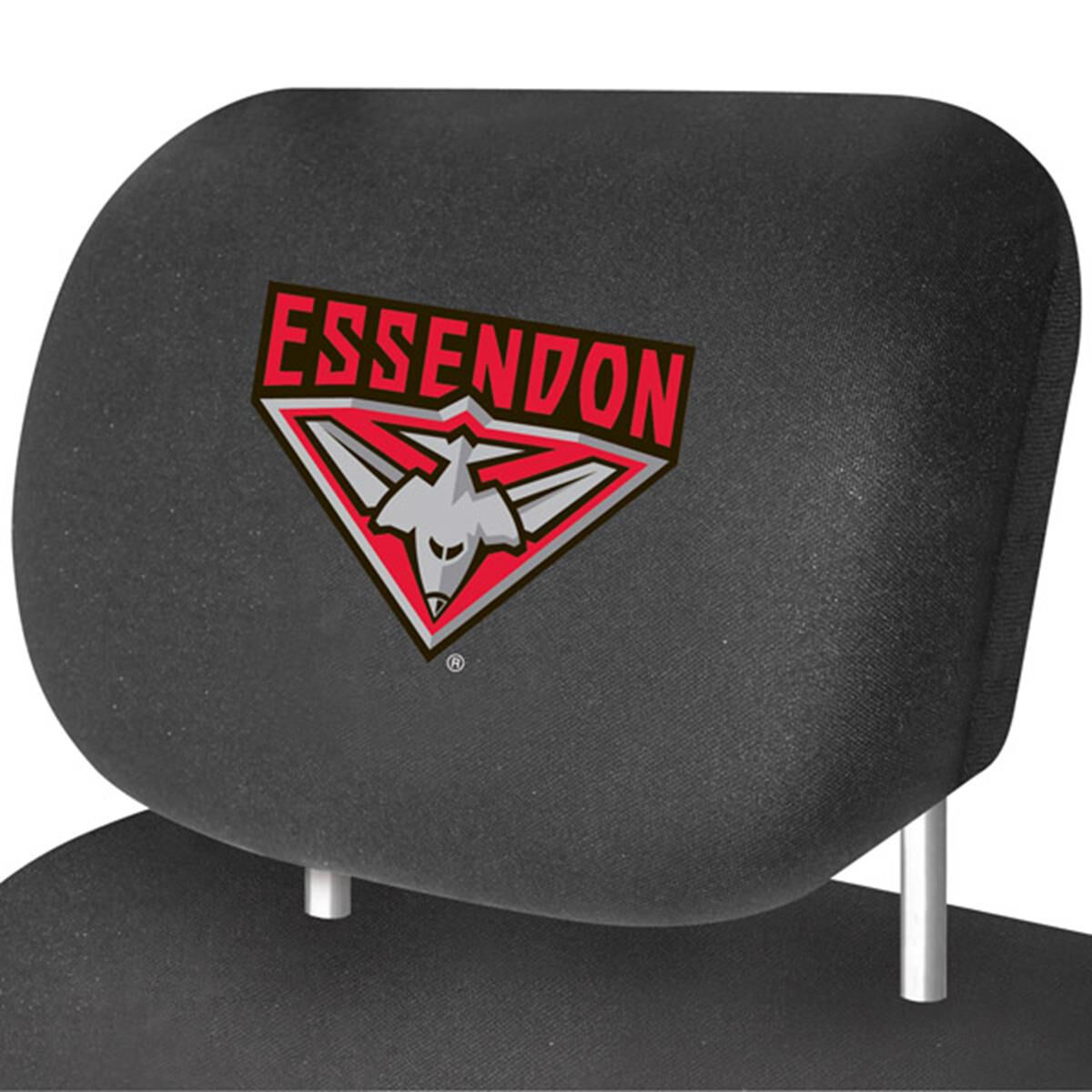 AFL CAR HEAD REST COVER - PAIR ESSENDON, , scaau_hi-res