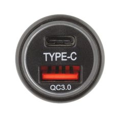 DUAL USB IN CAR SOCKET CHARGER PORT 1: TYPE C PORT 2: QC3.0 BLUE LED, , scaau_hi-res