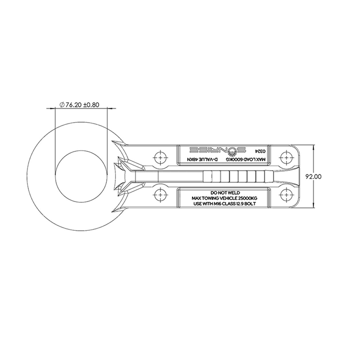 Sunrise Premium Pintle Ring Coupling 6T Rated, , scaau_hi-res