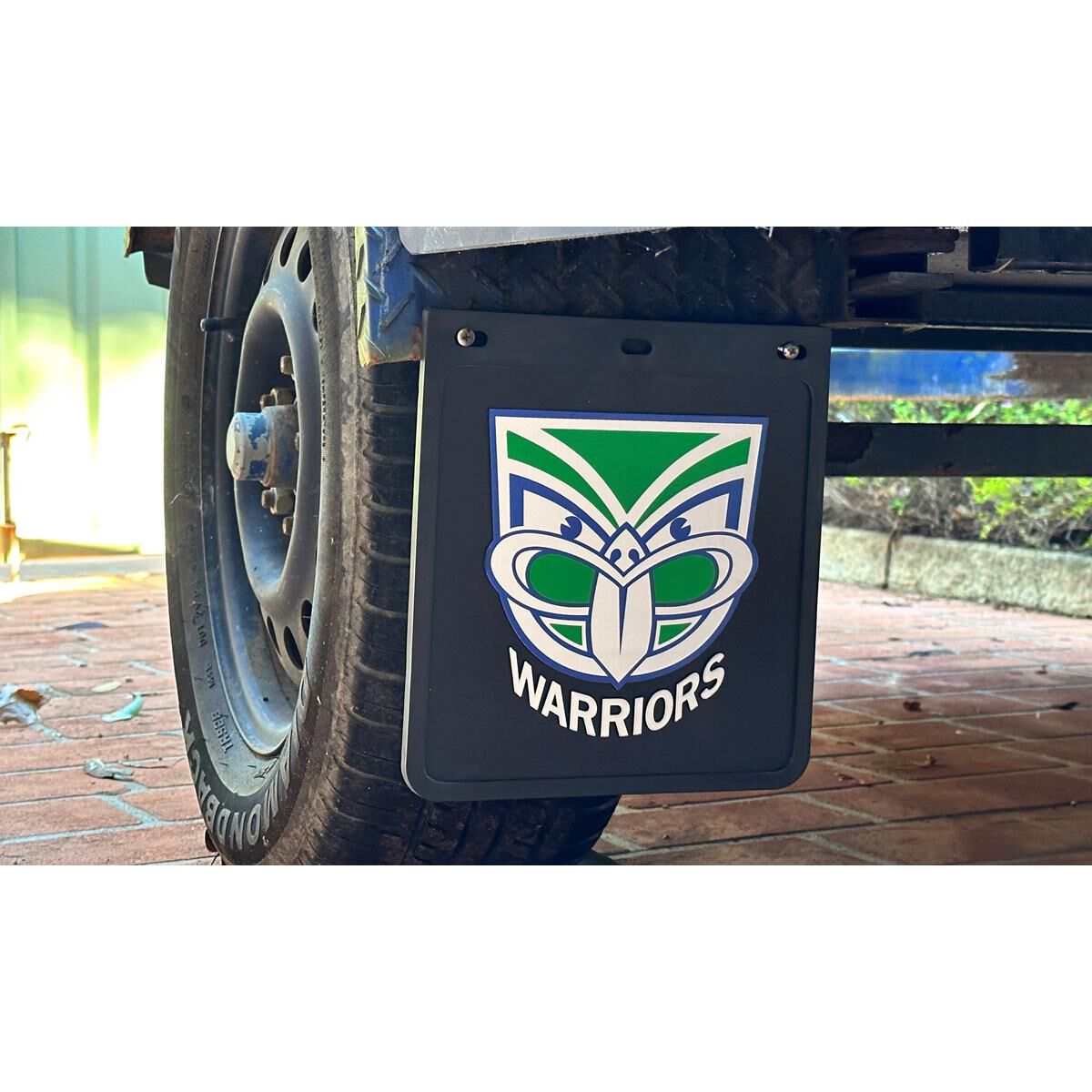 355MM DROP X 300MM WIDTH BLACK MONO MUDFLAP  - WARRIORS, , scaau_hi-res