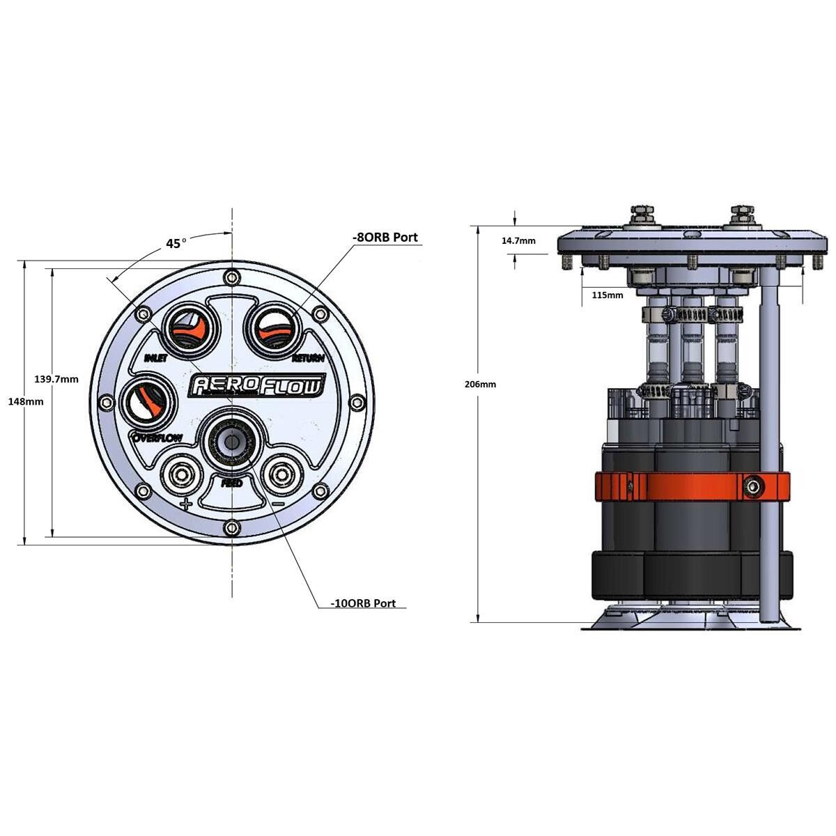 LOW PROFILE TRIPLE PUMP HANGERFUEL 450 525LPH BLACK BILLET, , scaau_hi-res