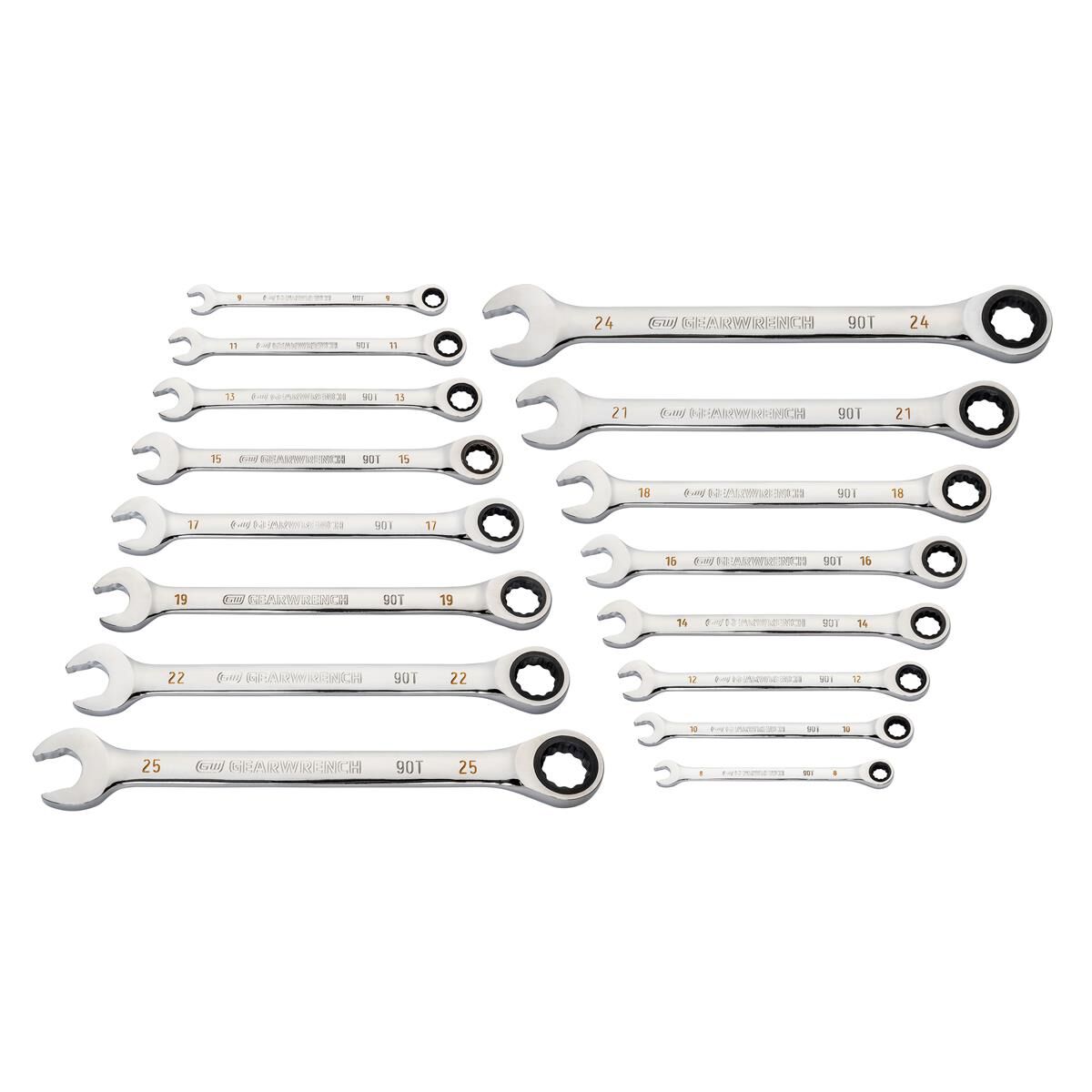 16 PIECE 90-TOOTH 12 POINT METRIC COMBINATION RATCHETING WRENCH SET, , scaau_hi-res
